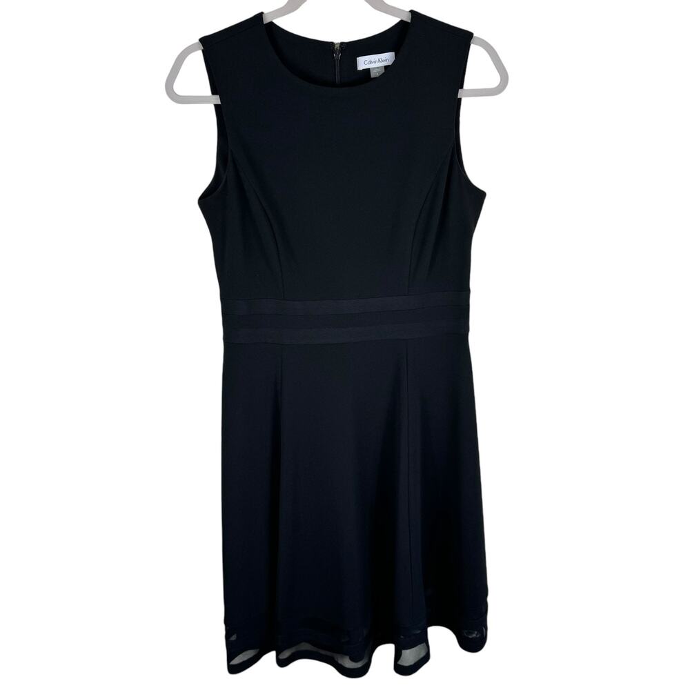 Calvin Klein Black Sleeveless Round Neck A-Line Knee Length Dress Size 8